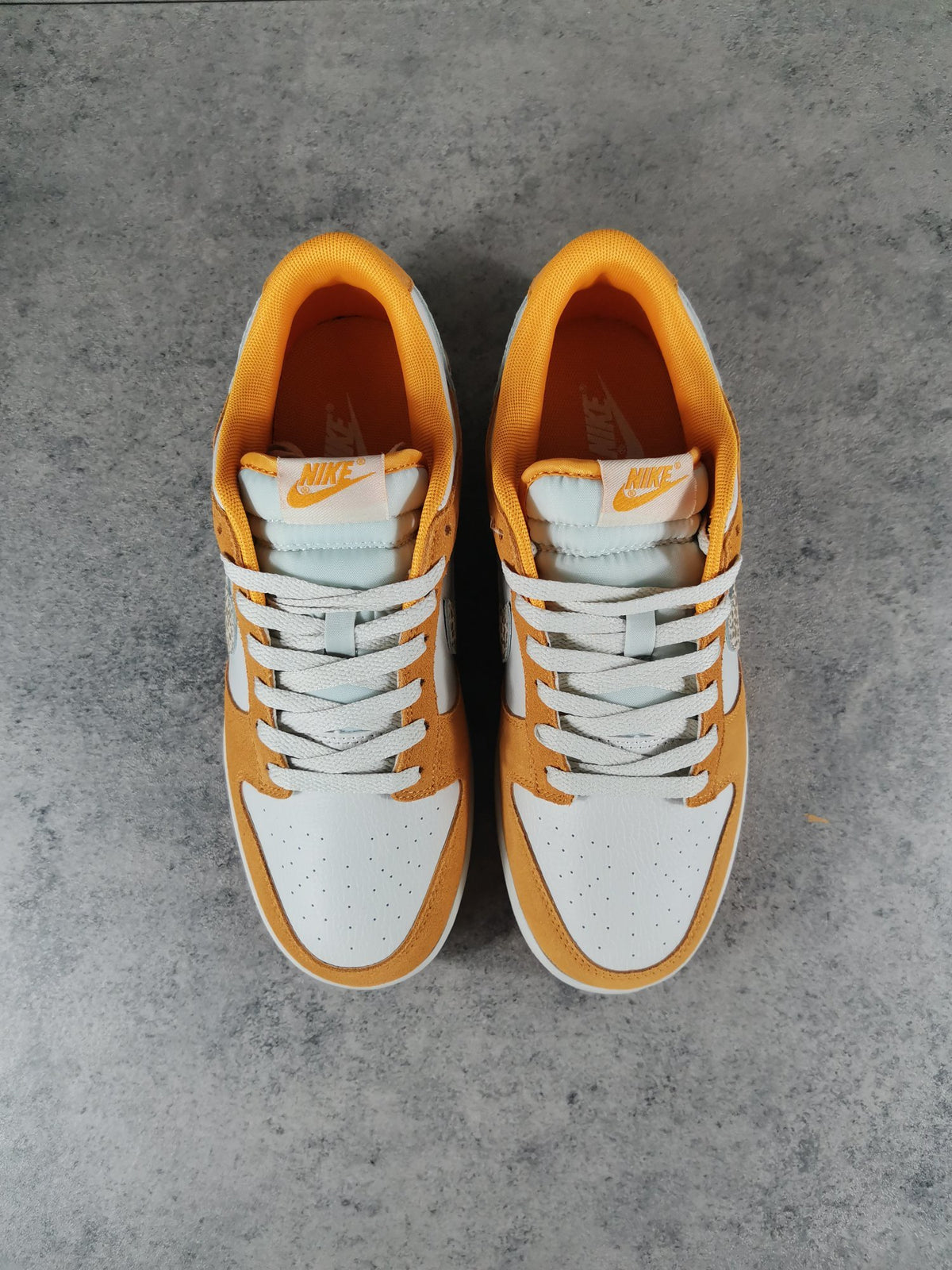 Low Top Sneakers, White Orange Colorway, Lace Up Design, Casual Gift for Sneaker Fans
