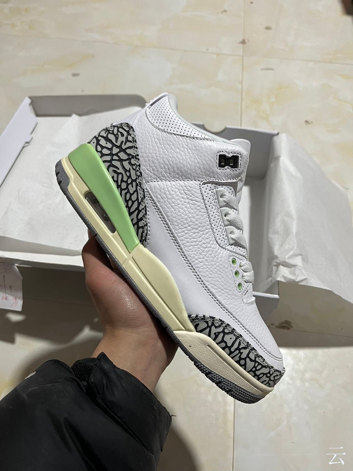 High Top Sneakers, White Green Colorway, Lace Up Design, Casual Gift for Sneaker Fans