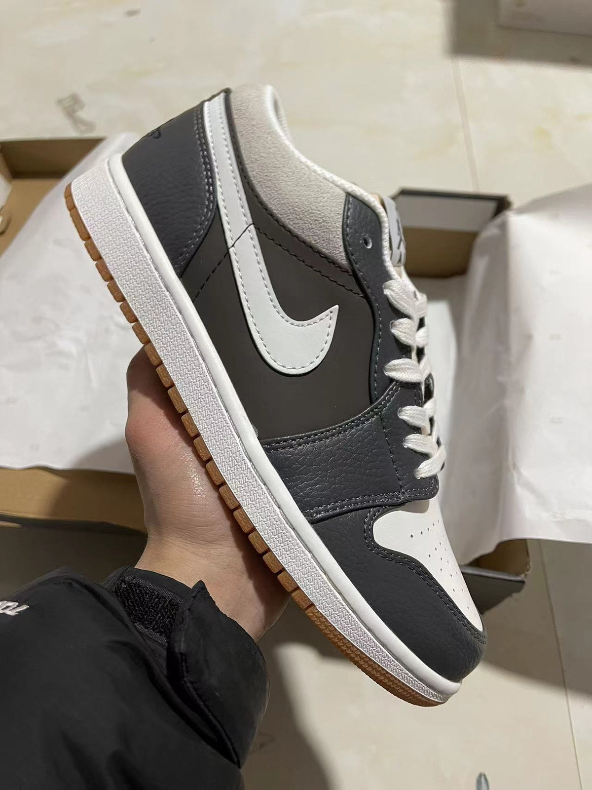 Low Top Sneakers, White Gray Colorway, Lace Up Design, Casual Gift for Sneaker Fans