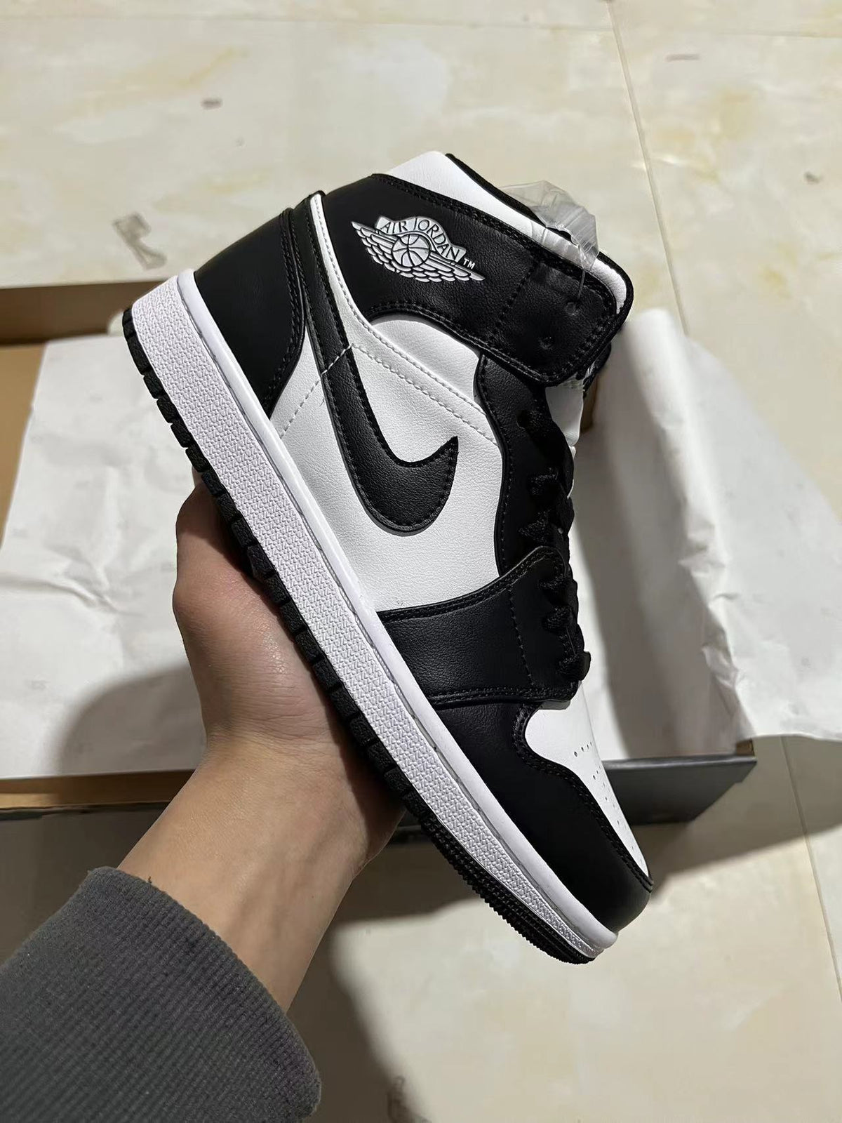 Mid Top Sneakers, White Black Colorway, Lace Up Design, Casual Gift for Sneaker Fans