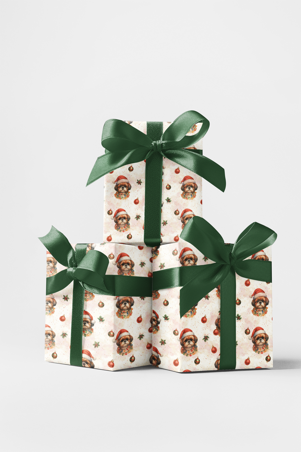 Festive Holiday Dog Gift Wrap, Shih Tzu Christmas Wrapping Paper, Adorable Pet Christmas Gift Wrap, Dog Lover Xmas Present Pa