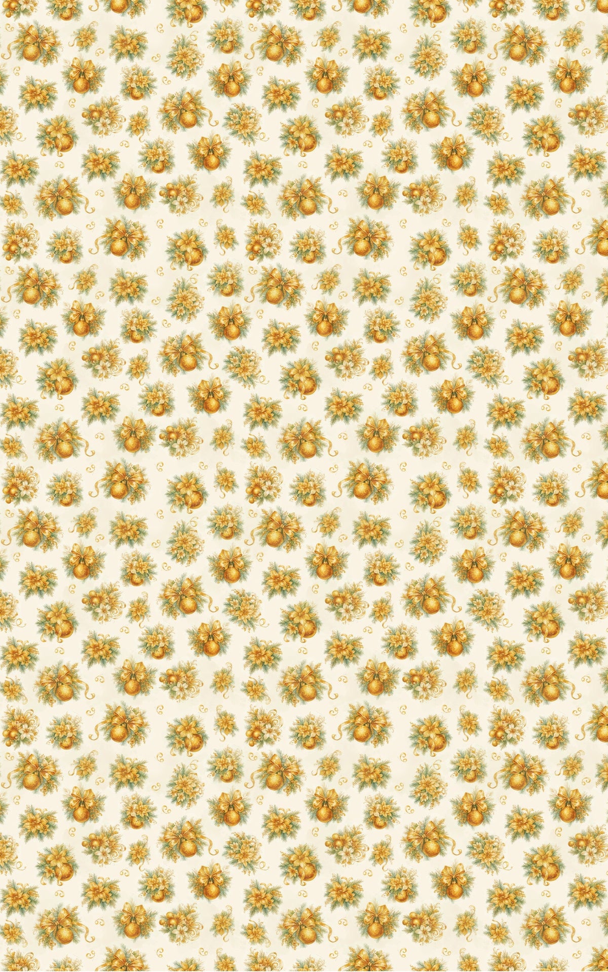 Elegant Holiday Gift Wrap, Gold Ornament Christmas Wrapping Paper, Gold Christmas Wrapping Paper, Xmas Present Wrap, Luxury G
