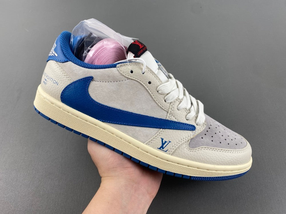 Low Top Sneakers, Royal Blue White Gray Colorway, Reverse Hook Design, Lace Up Design, Casual Gift for Sneaker Fans
