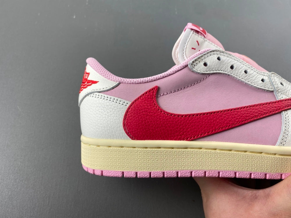 Low Top Sneakers, White Red Pink Colorway, Reverse Hook Design, Lace Up Design, Casual Gift for Sneaker Fans