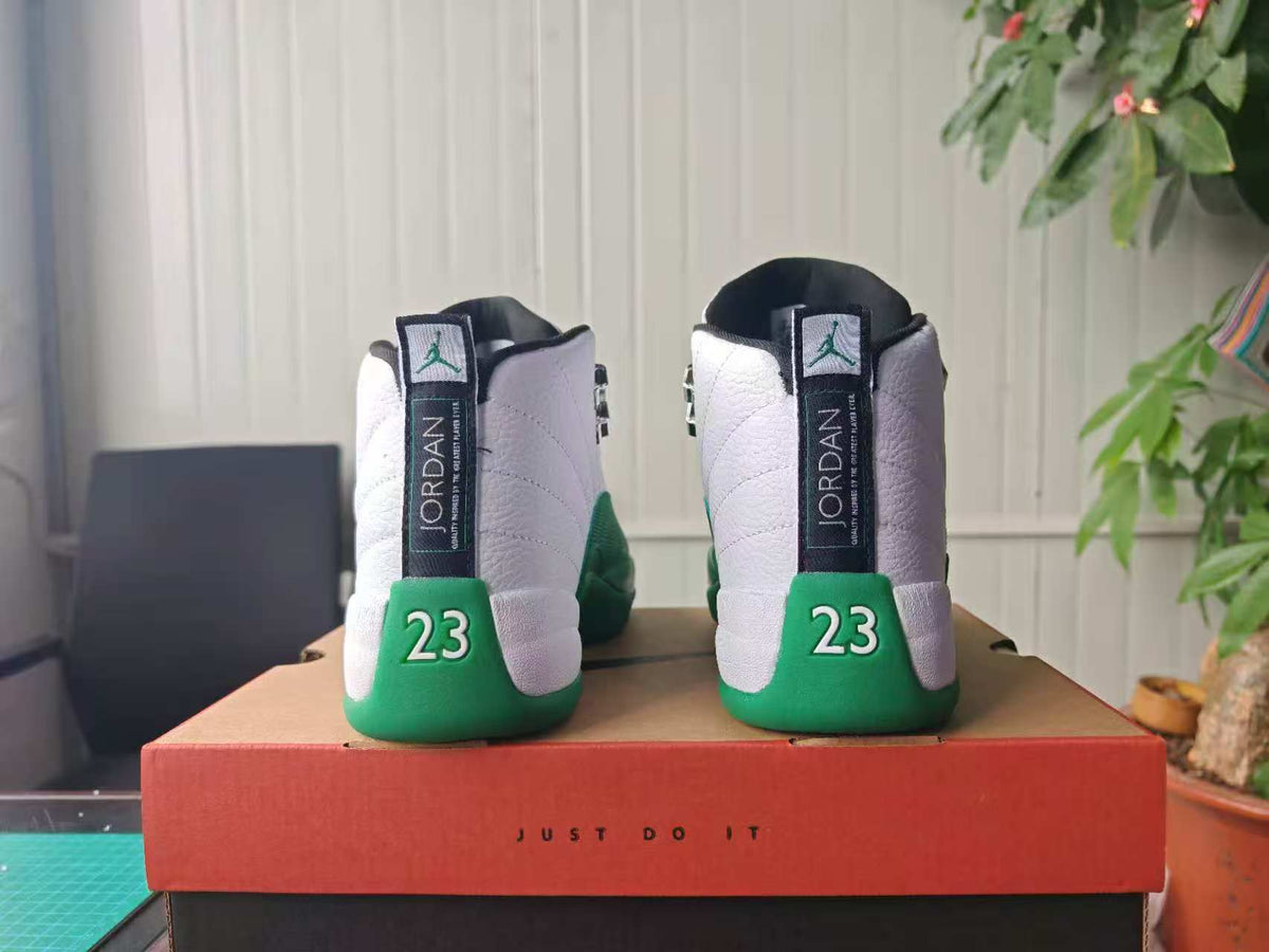 High Top Sneakers, White Green Colorway, Lace Up Design, Casual Gift for Sneaker Fans