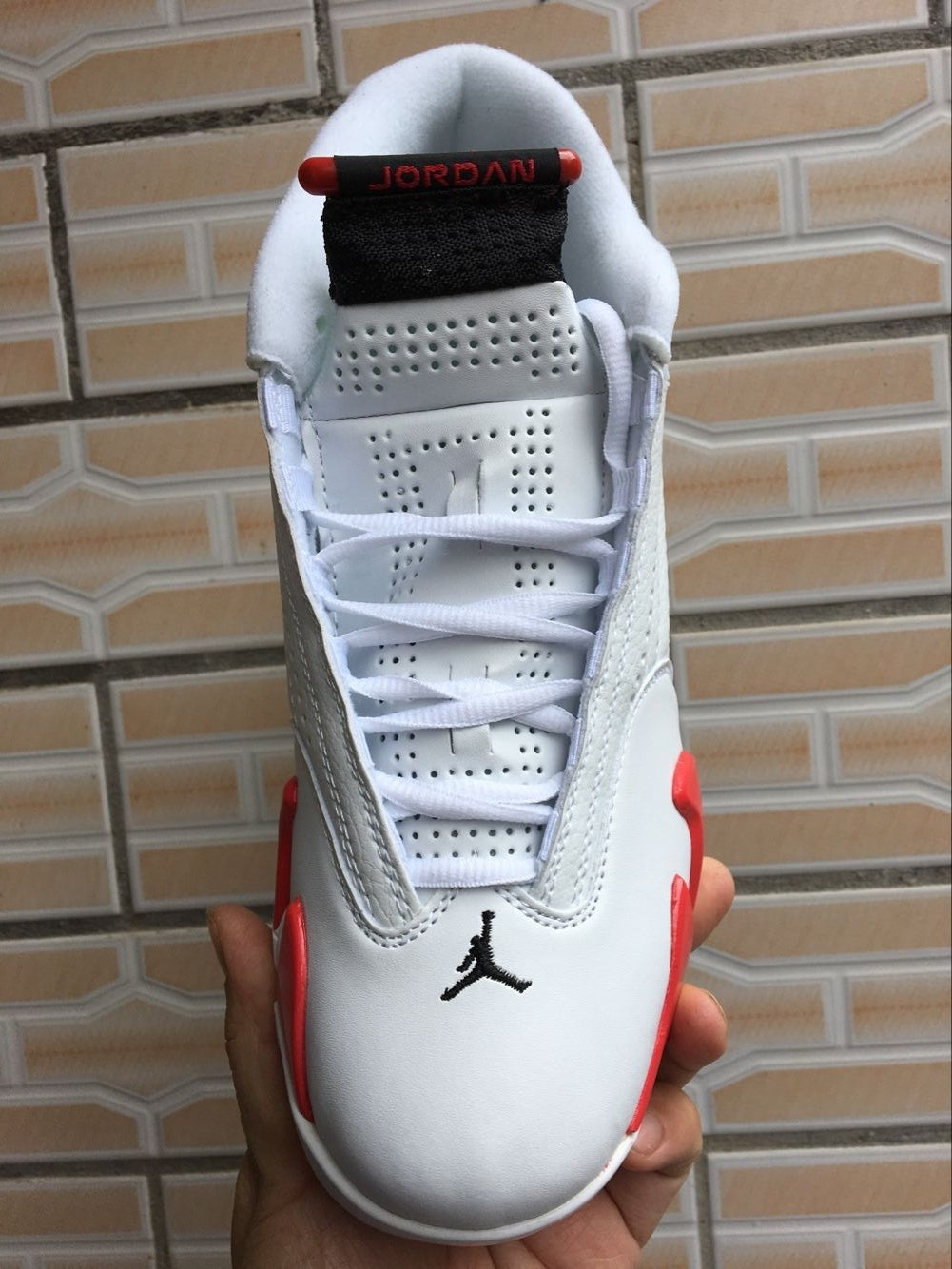 Sneakers, White Red Colorway, Lace Up Design, Casual Gift for Sneaker Fans
