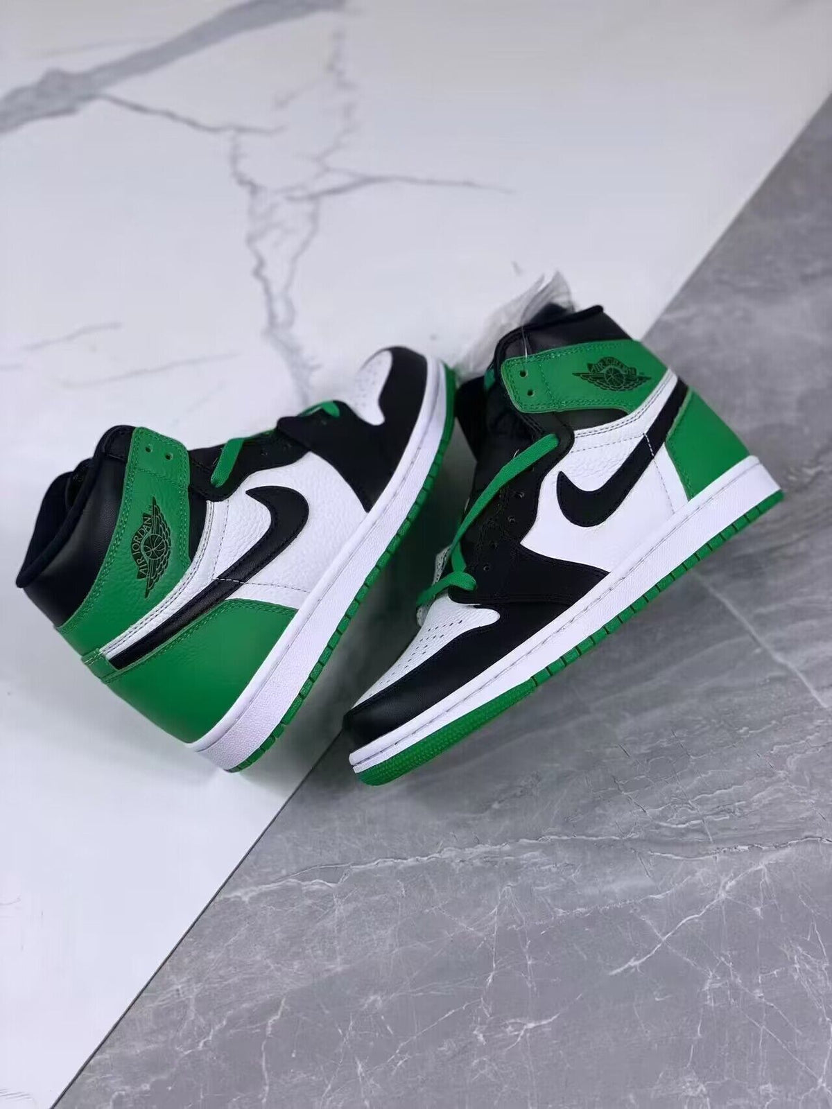 High Top Sneakers, White Black Green Colorway, Lace Up Design, Casual Gift for Sneaker Fans
