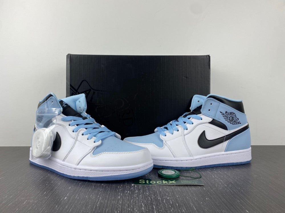 Mid Top Sneakers, Blue White Black Colorway, Lace Up Design, Casual Gift for Sneaker Fans