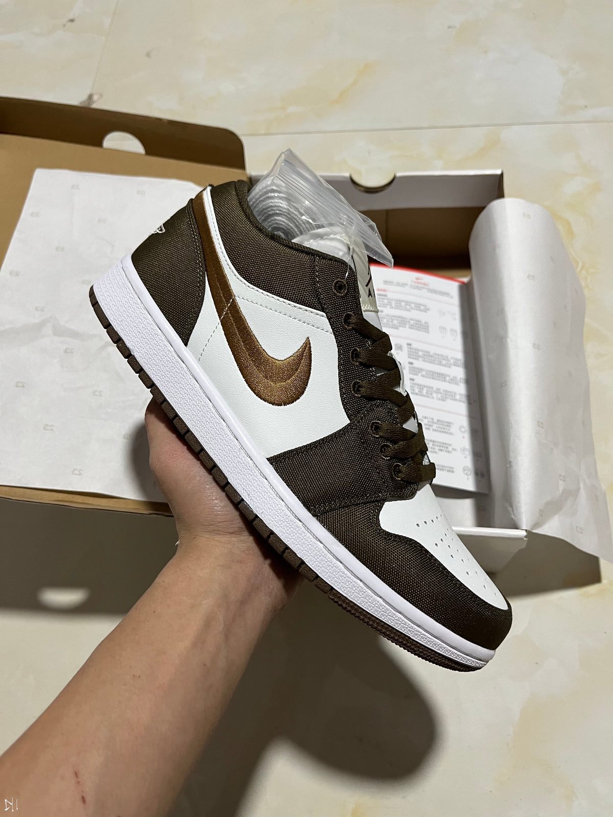 Low Top Sneakers, Brown White Colorway, Lace Up Design, Casual Gift for Sneaker Fans