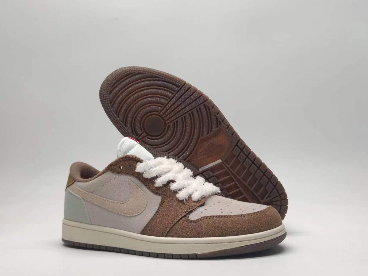 Low Top Sneakers, Brown White Colorway, Lace Up Design, Casual Gift for Sneaker Fans