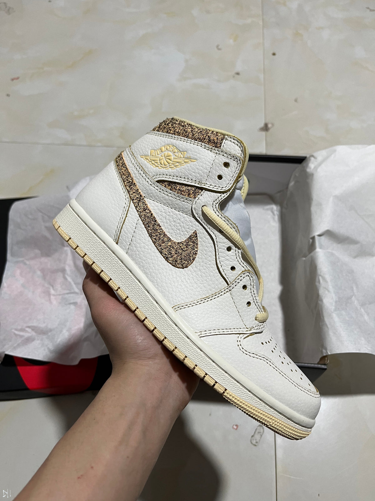 High Top Sneakers, Off White Colorway, Lace Up Design, Casual Gift for Sneaker Fans