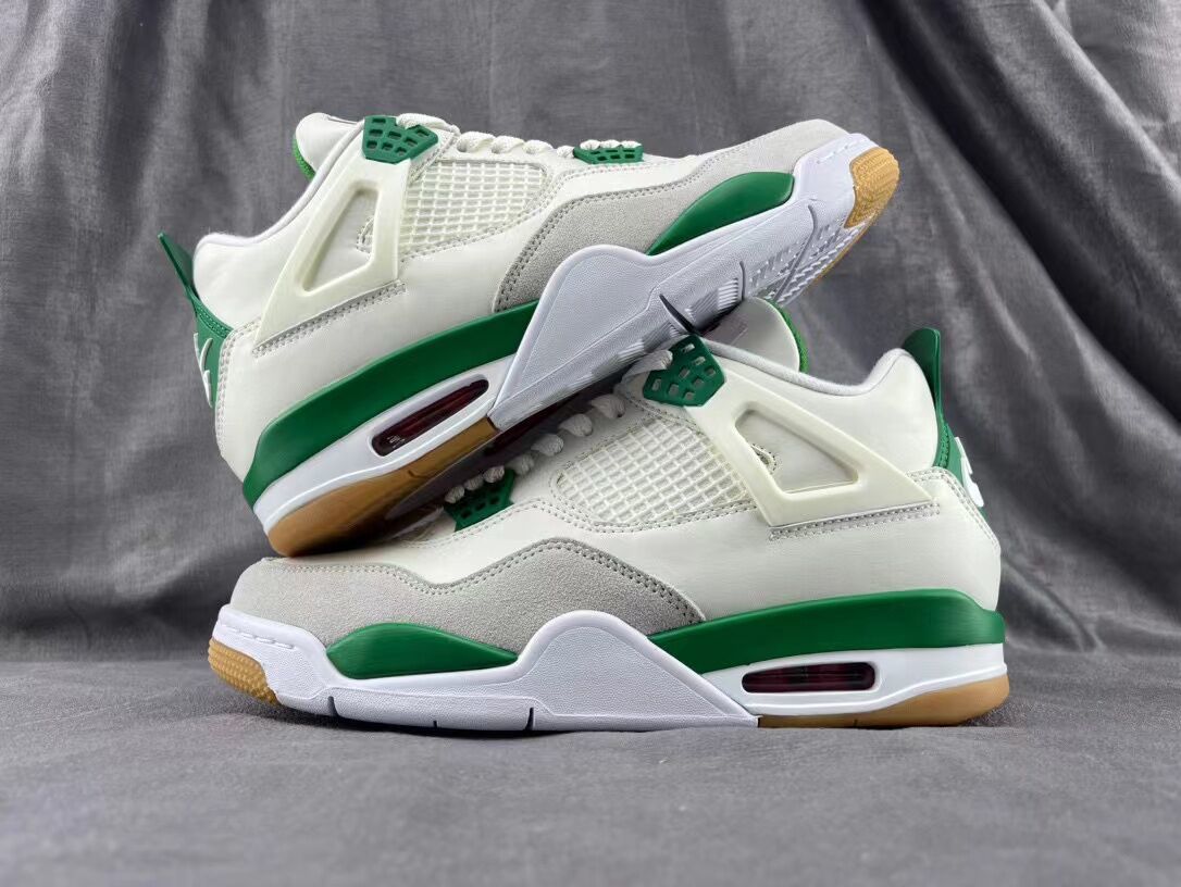Sneakers, White Green Colorway, Lace Up Design, Casual Gift for Sneaker Fans