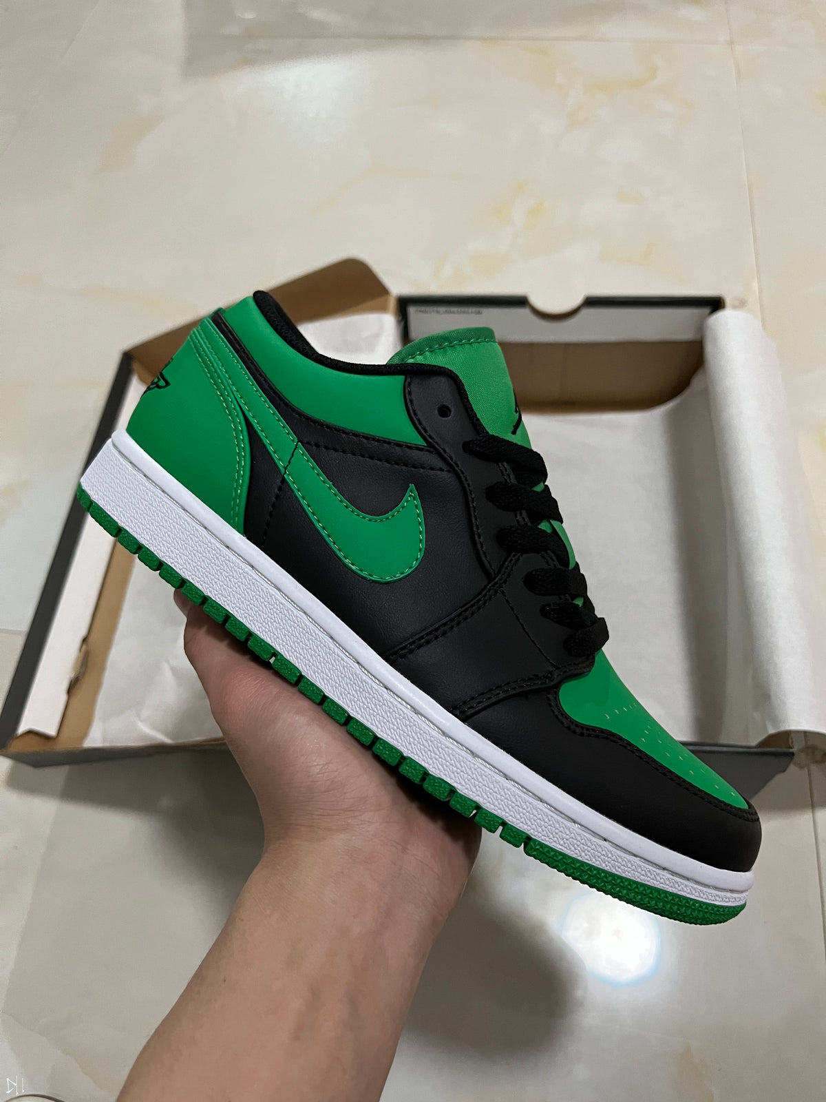 Low Top Sneakers, Black Green Colorway, Lace Up Design, Casual Gift for Sneaker Fans