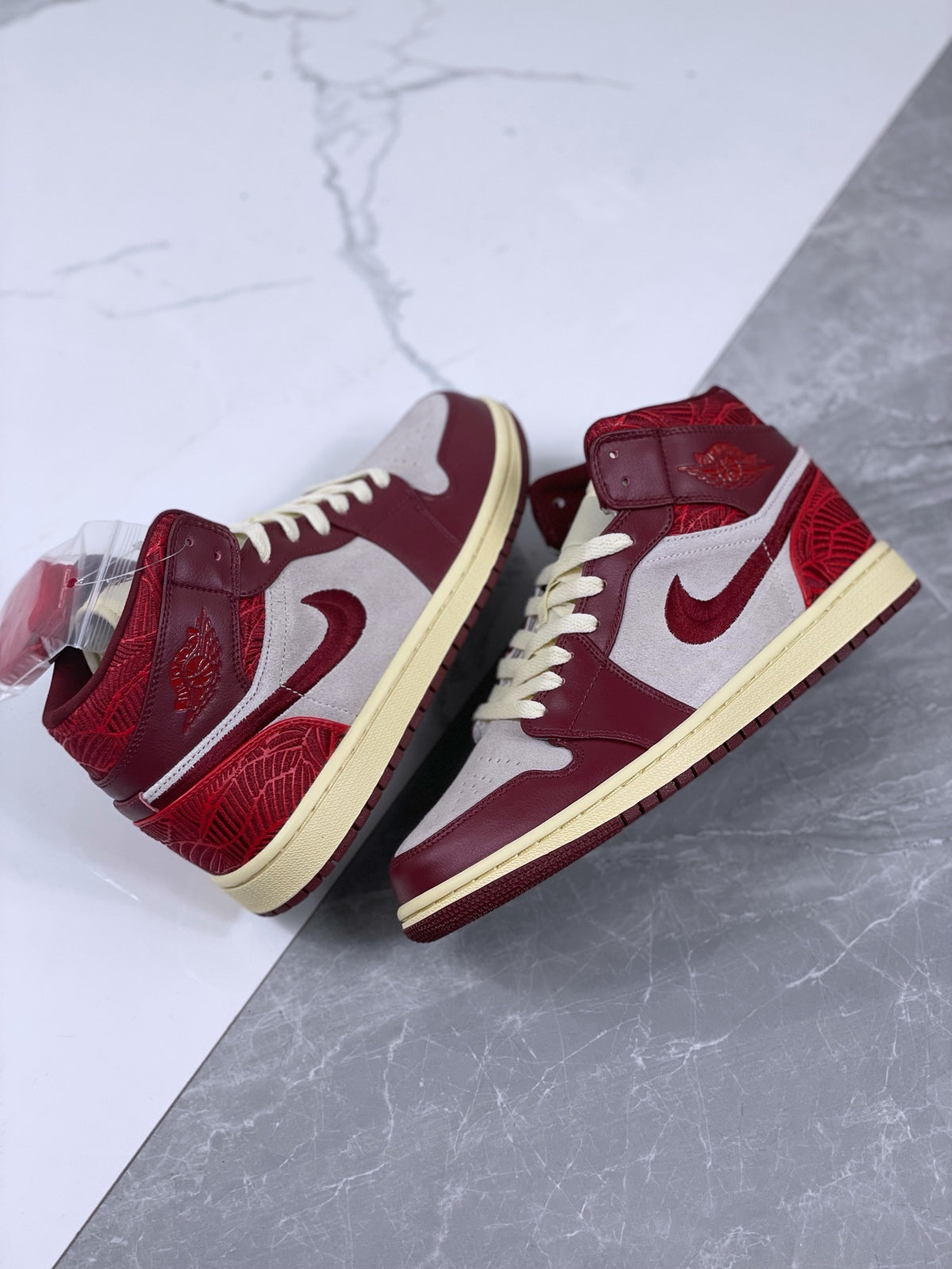 Mid Top Sneakers, White Red Colorway, Lace Up Design, Casual Gift for Sneaker Fans