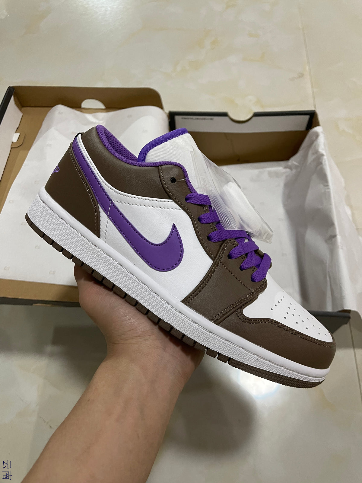 Low Top Sneakers, White Purple Brown Colorway, Lace Up Design, Casual Gift for Sneaker Fans