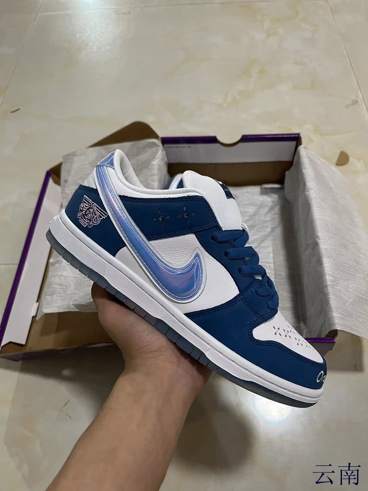 Low Top Sneakers, Blue White Colorway, Lace Up Design, Casual Gift for Sneaker Fans