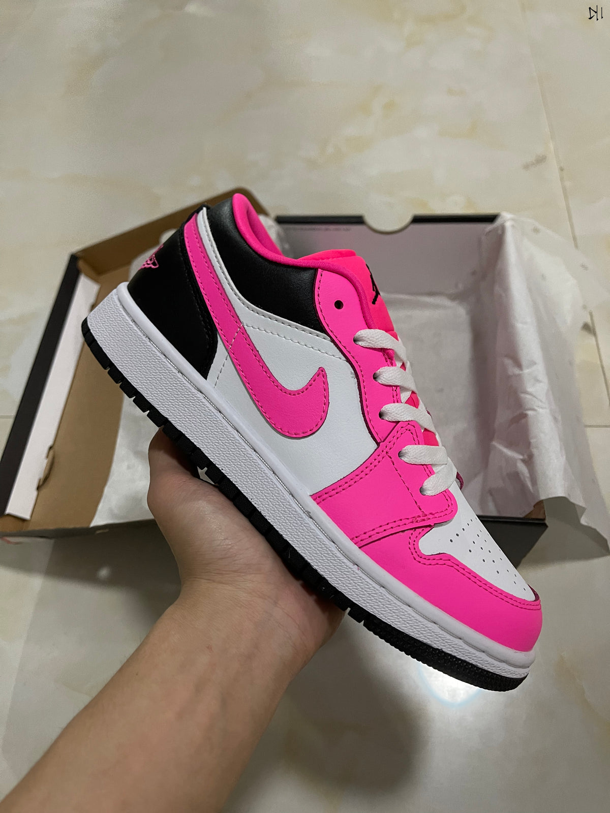 Low Top Sneakers, White Black Pink Colorway, Lace Up Design, Casual Gift for Sneaker Fans