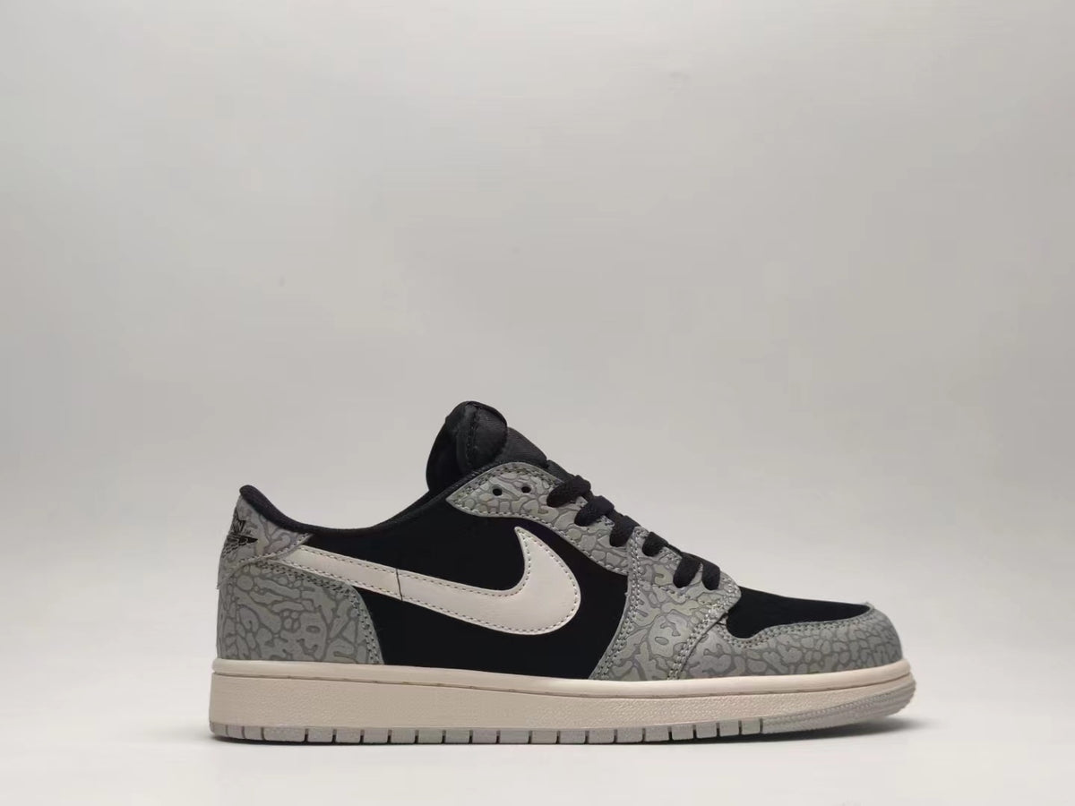 Low Top Sneakers, Black Gray Colorway, Cracked Pattern, Lace Up Design, Casual Gift for Sneaker Fans