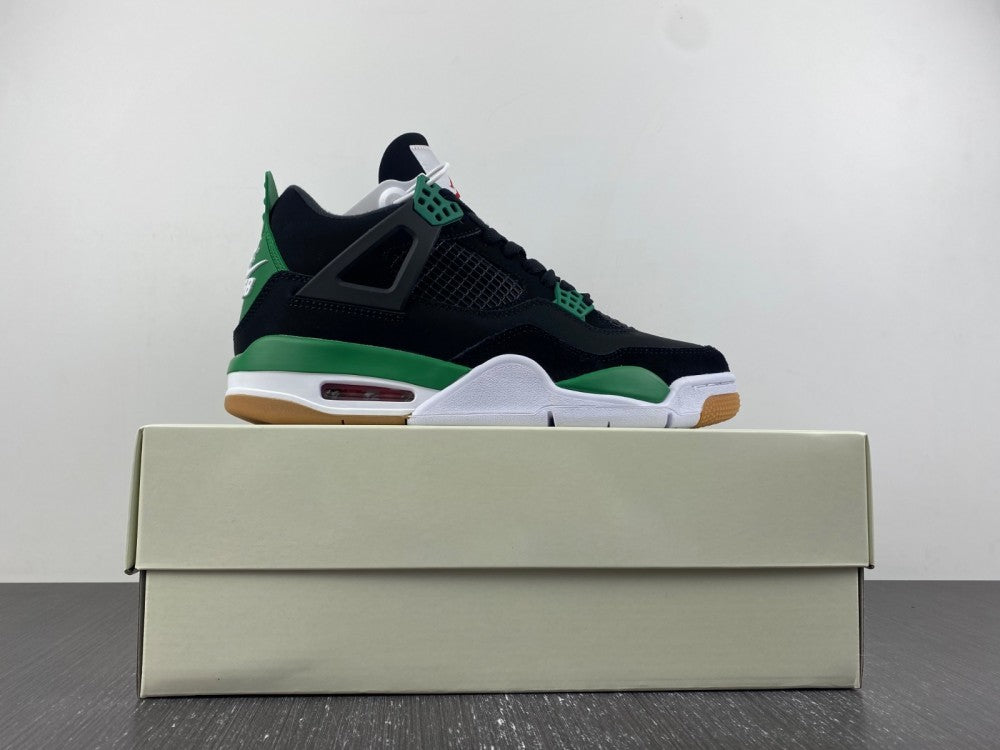 Sneakers, Black Green Colorway, Leather Footwear, Lace Up Design, Casual Gift for Sneaker Fans