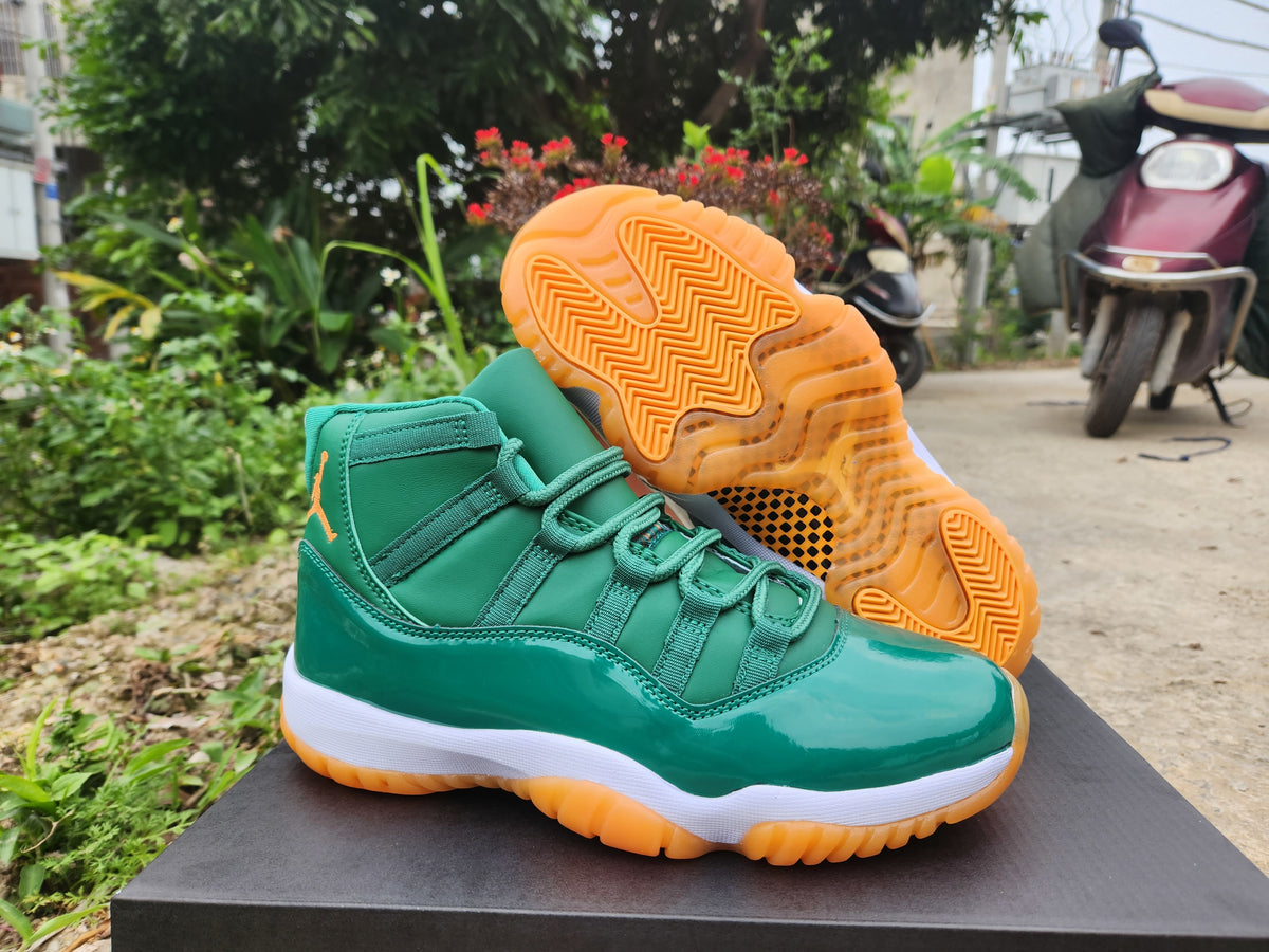 Sneakers, Green Orange Colorway, Lace Up Design, Casual Gift for Sneaker Fans