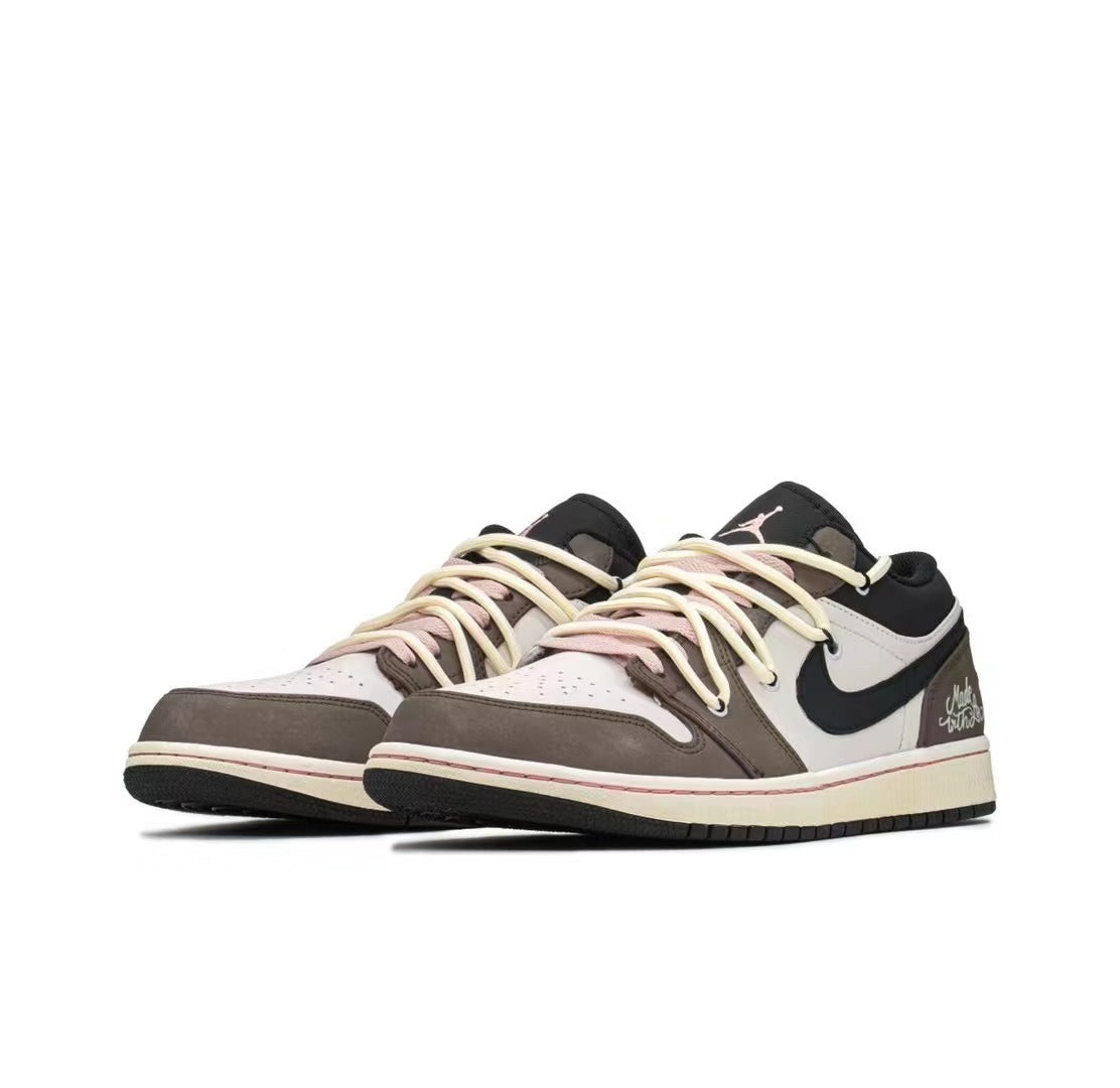 Low Top Sneakers, Brown Colorway, Valentine Design, Lace Up Design, Casual Gift for Sneaker Fans