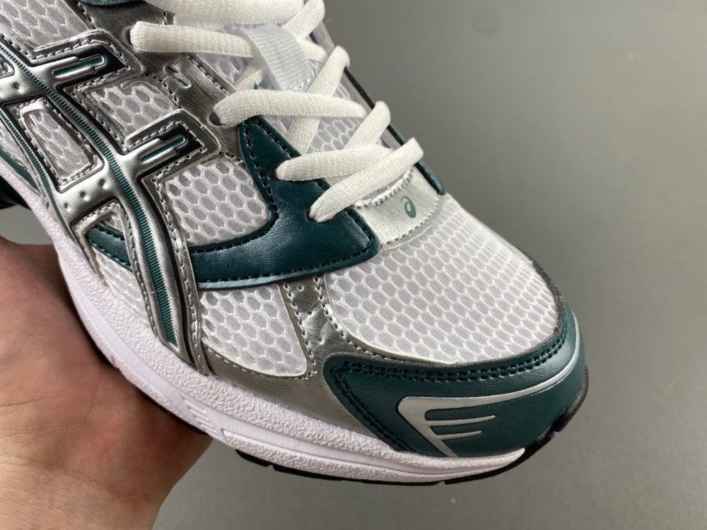 Low Top Sneakers, White Green Silver Colorway, Lace Up Design, Casual Gift for Sneaker Fans