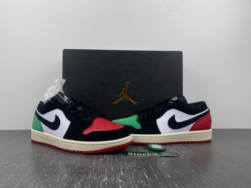 Low Top Sneakers, Red Green Colorway, Mismatched Colorway, Lace Up Design, Casual Gift for Sneaker Fans