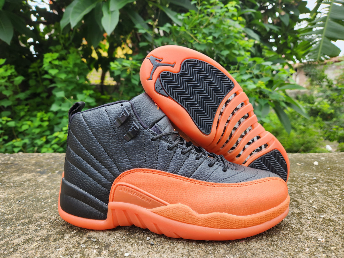 Sneakers, Black Orange Colorway, Lace Up Design, Casual Gift for Sneaker Fans
