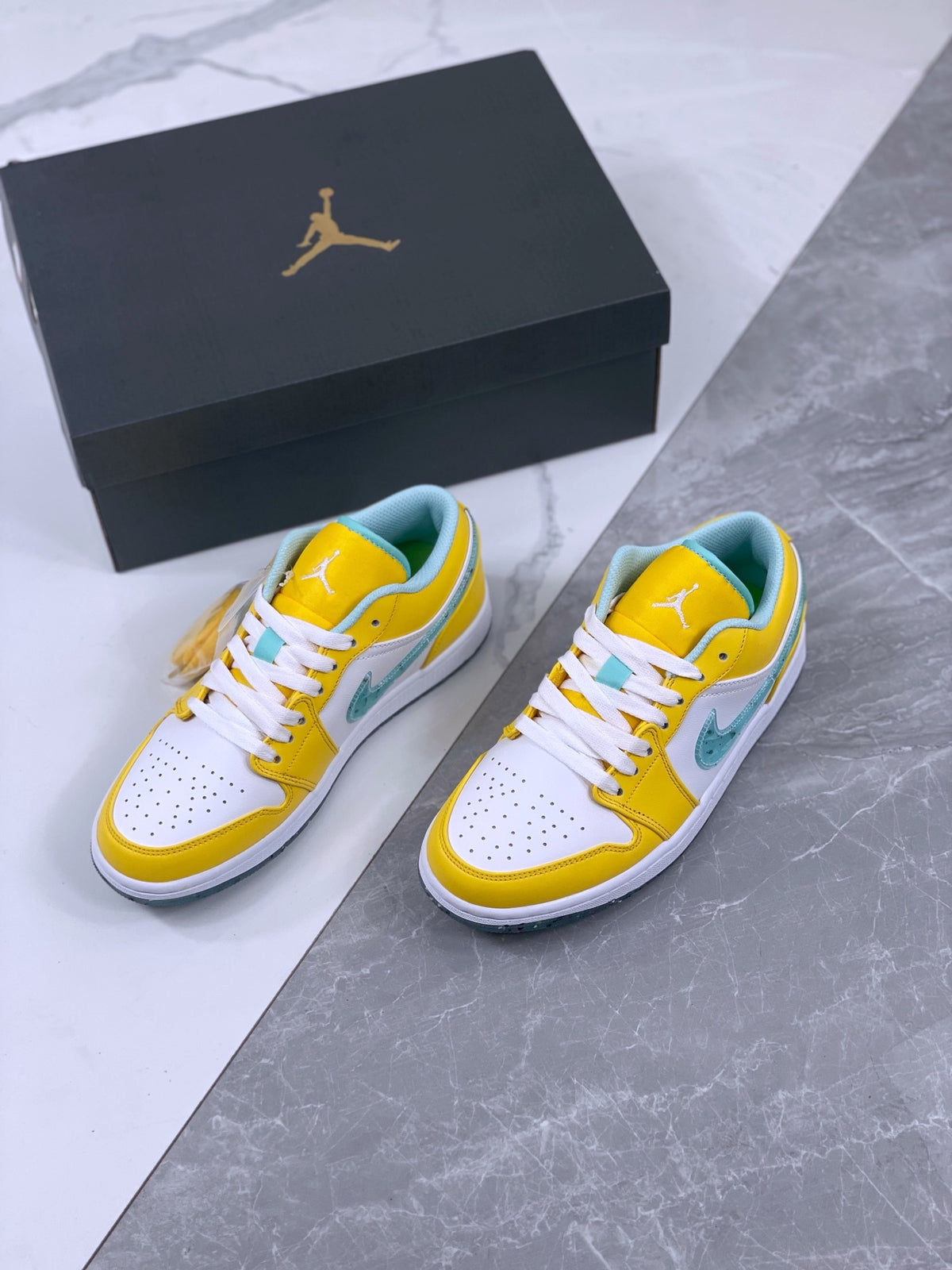 Retro Low Top Sneakers, White Yellow Colorway, Lace Up Design, Casual Gift for Sneaker Fans