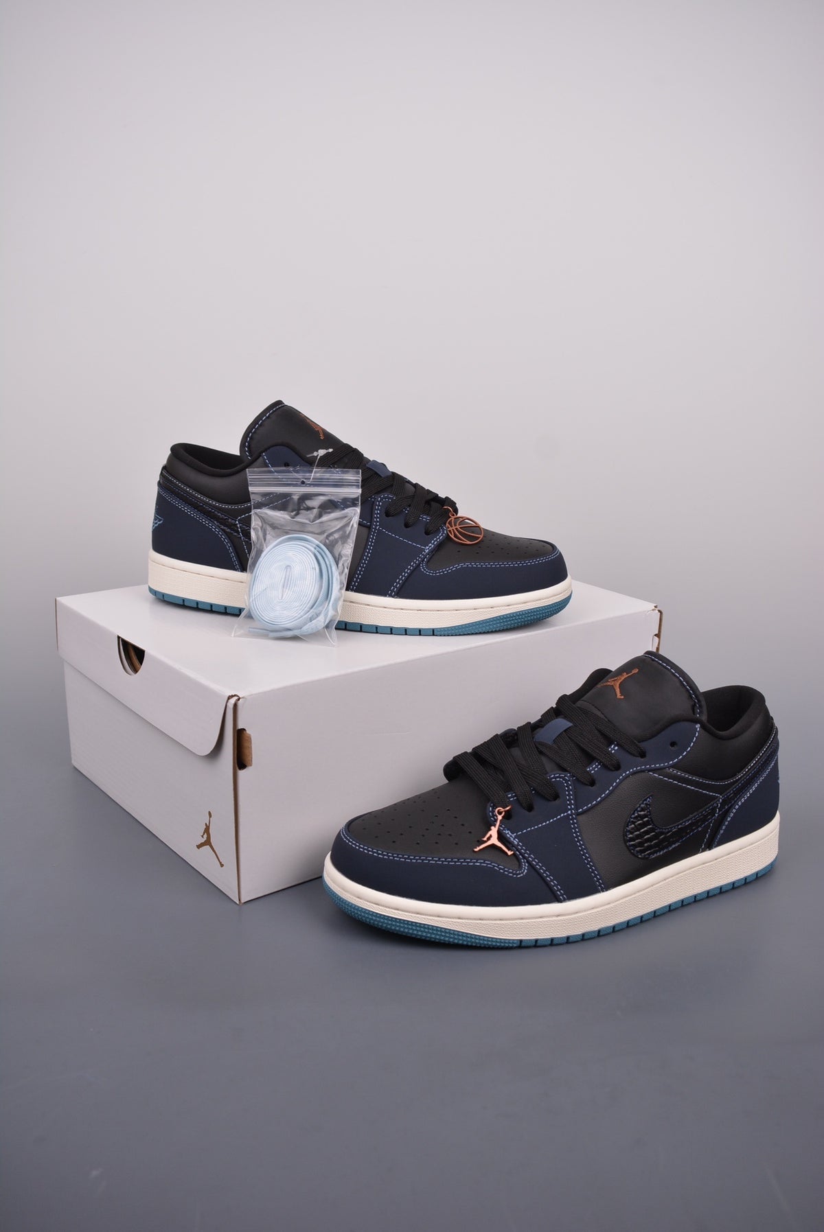 Retro Low Top Sneakers, Blue White Black Navy Colorway, Lace Up Design, Casual Gift for Sneaker Fans