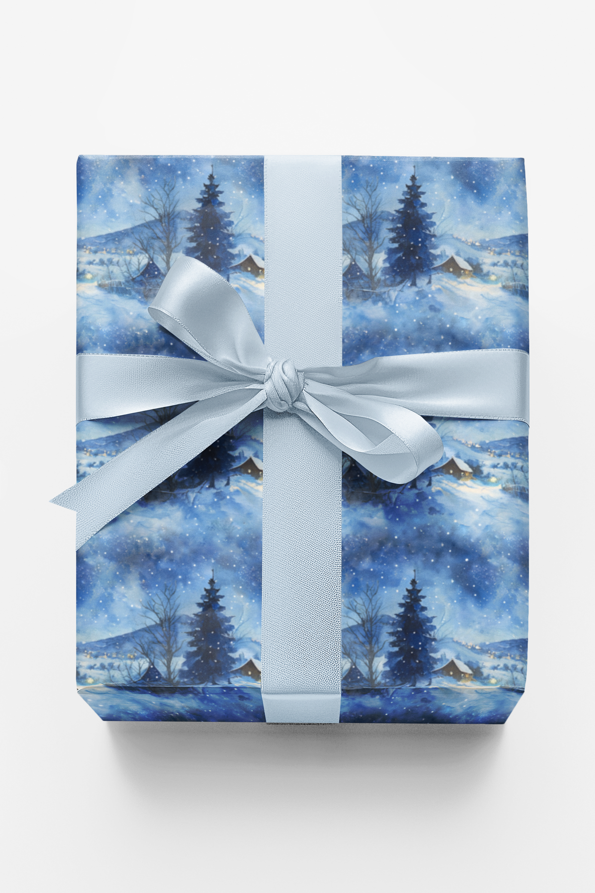 Snowy Cabin Winter Landscape Gift Wrap, Silent Snowfall Wrapping Paper, Pine Forest Christmas Wrapping Paper, Comfy Holiday G
