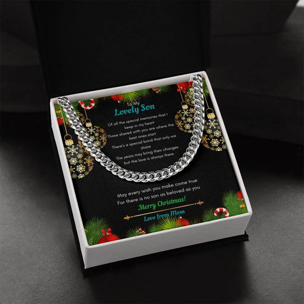 Holiday Present from Mom, Christmas Present for Son Cuban Link Chain Necklace, Mens Cuban Link Chain, Son Christmas Jewelry, 