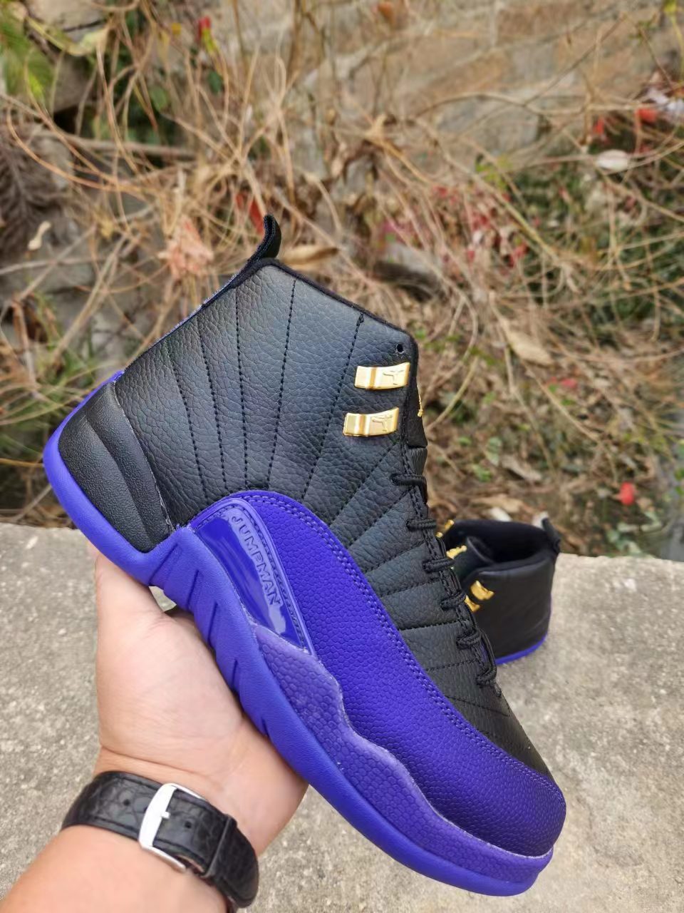 Sneakers, Black Purple Colorway, Lace Up Design, Casual Gift for Sneaker Fans