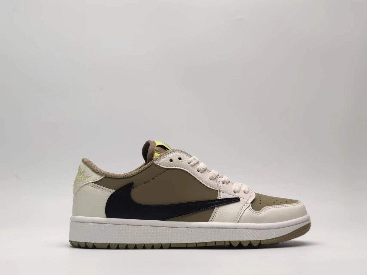Golf Shoes, Olive Black Cream Colorway, Reverse Hook Design, Lace Up Design, Casual Gift for Shoe Lovers