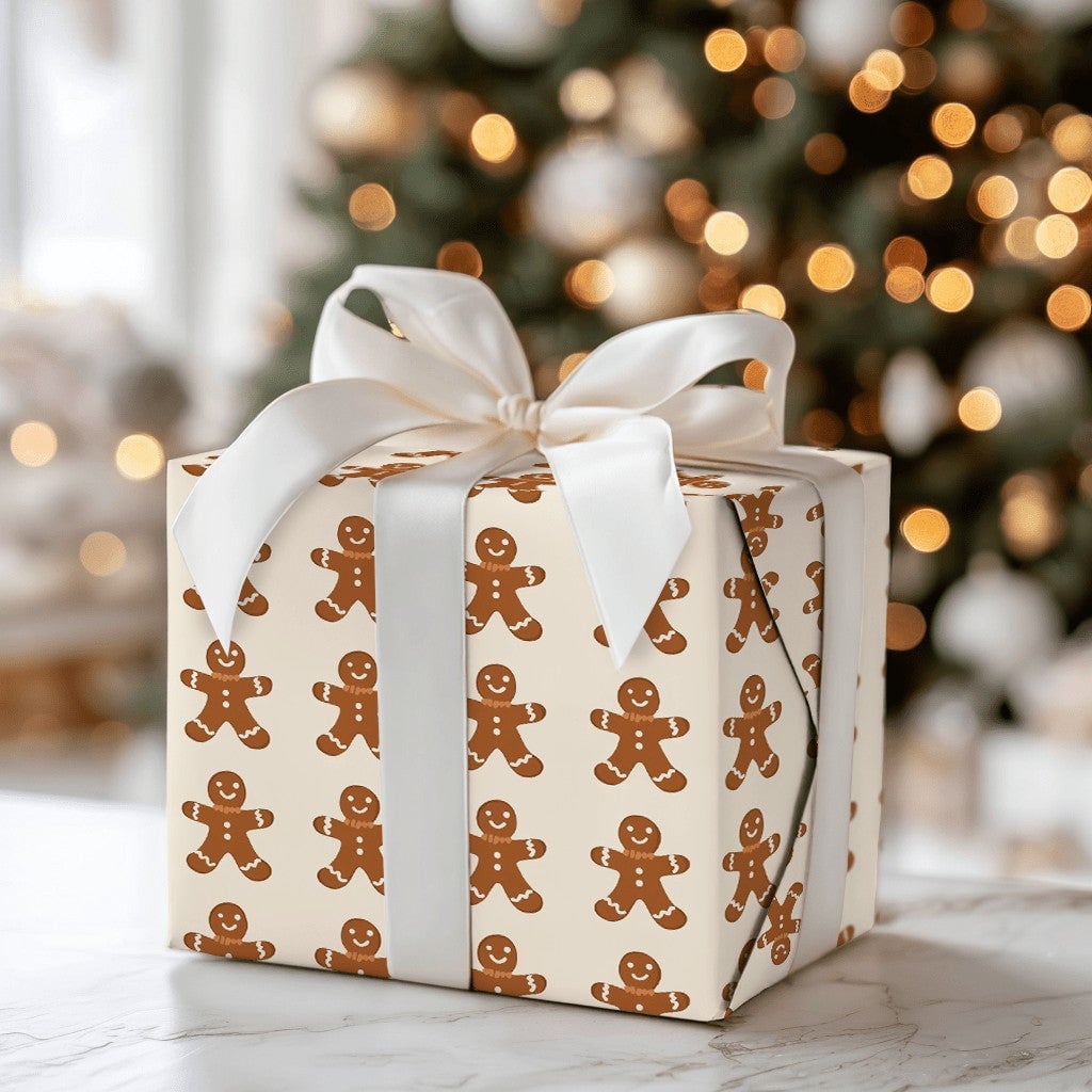 Holiday Cookie Gift Wrap, Gingerbread Man Wrapping Paper, Adorable Christmas Cookie Wrapping Paper, Whimsical Winter Holiday 