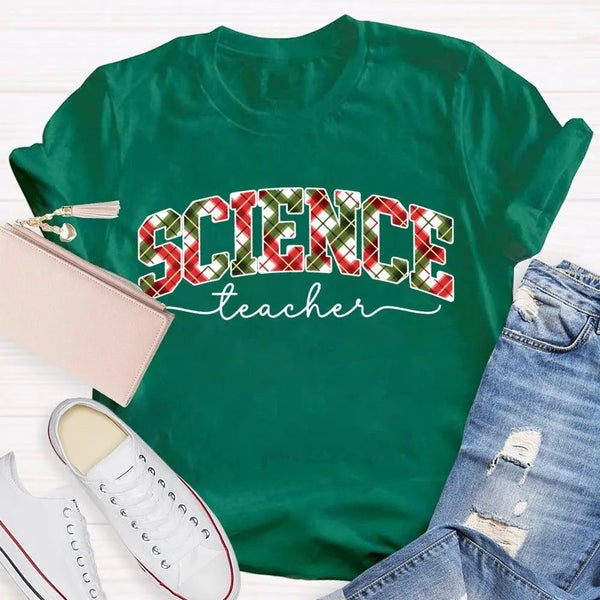 Festive Font Holiday Graphic Tee, Science Teacher Christmas T-Shirt, STEM Educator Xmas Shirt, Adorable Science Teacher Holid