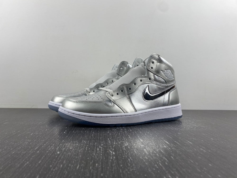High Top Golf Shoes, White Silver Colorway, Lace Up Design, Casual Gift for Shoe Lovers