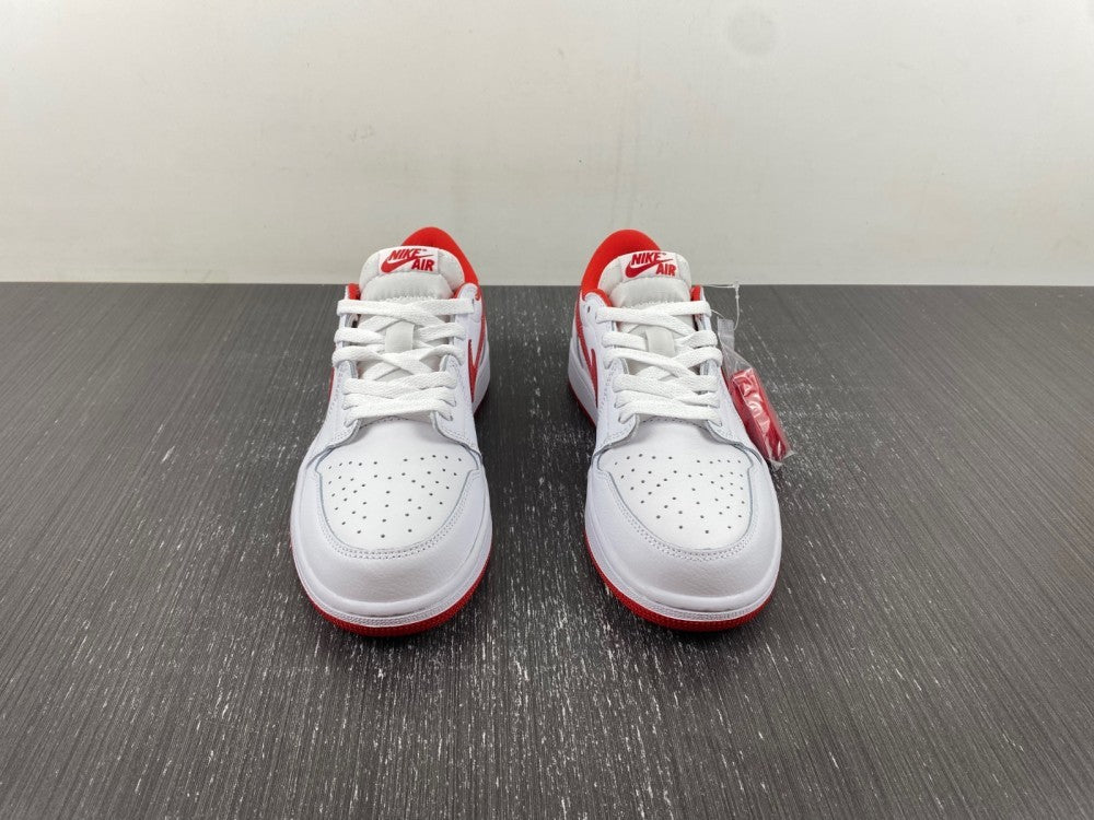 Low Top Sneakers, White Red Colorway, Lace Up Design, Casual Gift for Sneaker Fans