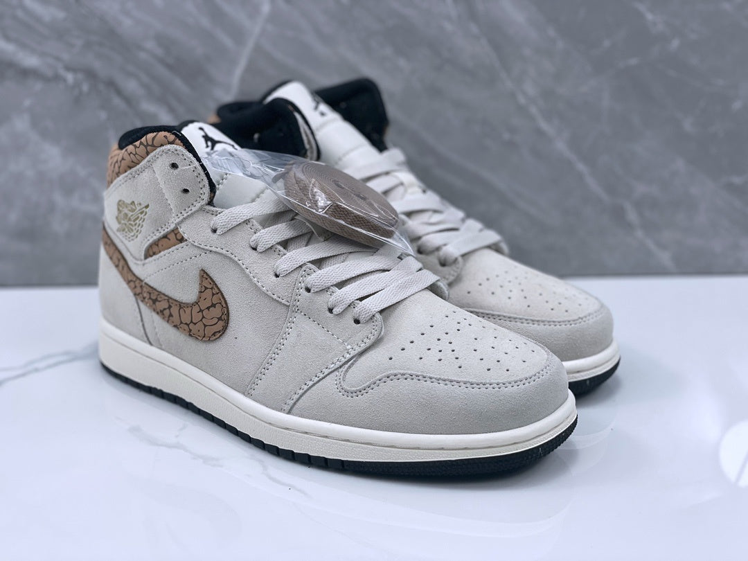 Mid Top Sneakers, Gray Brown Colorway, Lace Up Design, Casual Gift for Sneaker Fans