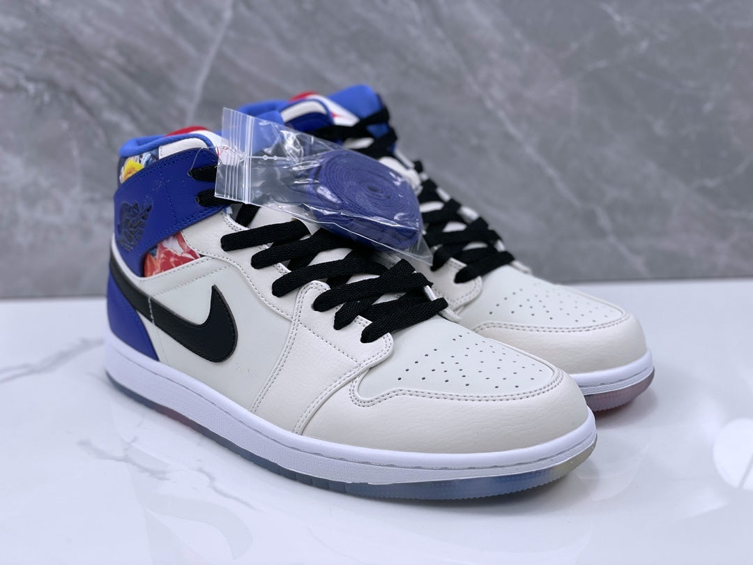 Mid Top Sneakers, White Purple Colorway, Lace Up Design, Casual Gift for Sneaker Fans