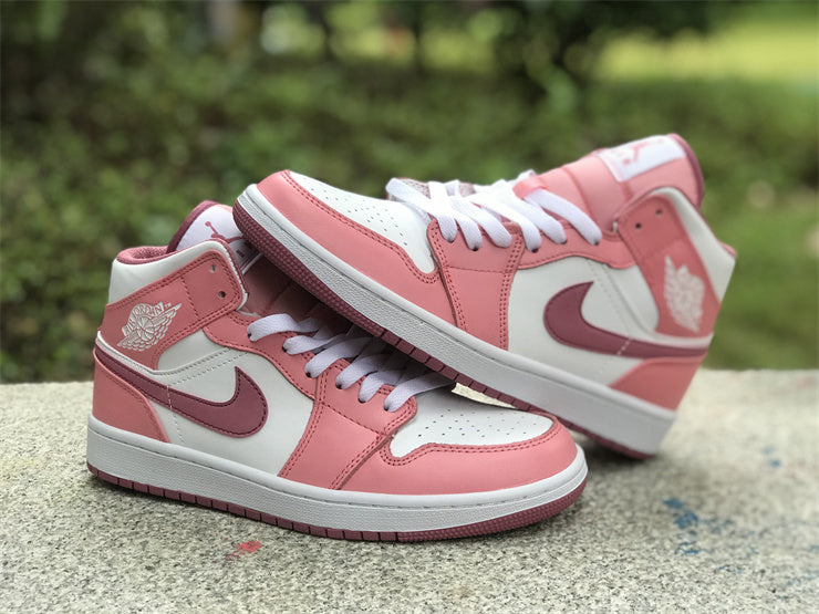 Mid Top Sneakers, White Pink Colorway, Valentine Design, Lace Up Design, Casual Gift for Sneaker Fans