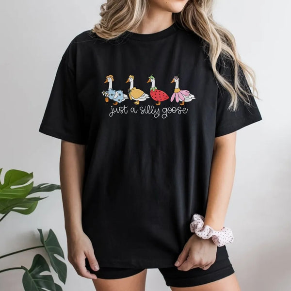 Silly Goose T-Shirt | Cute Cartoon Geese Graphic Sweatshirt | Premium Cotton-Blend | Funny Animal Lover Gift