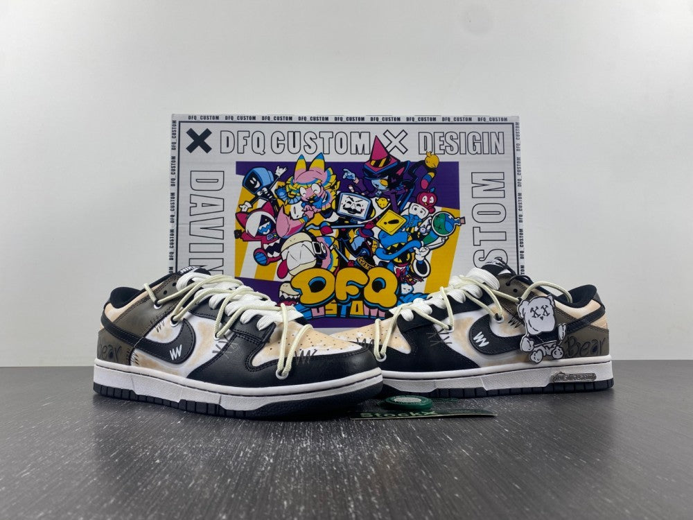 Low Top Sneakers, White Black Brown Colorway, Lace Up Design, Casual Gift for Sneaker Fans