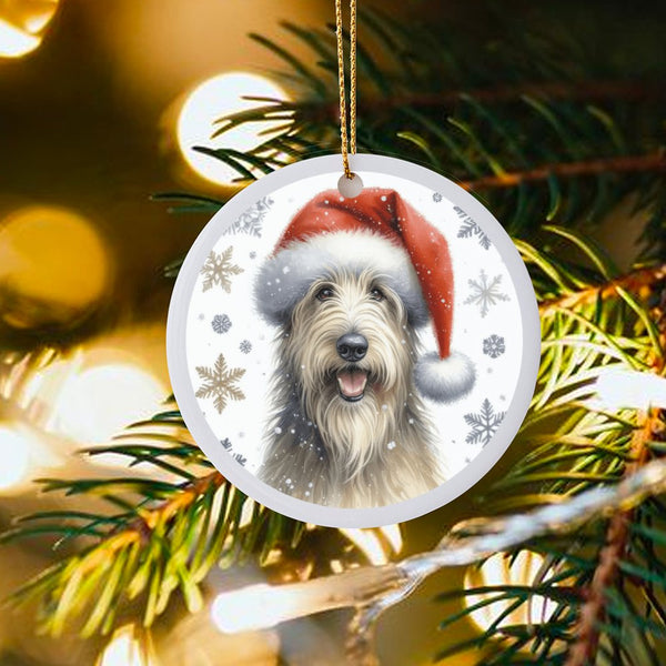 Santa Hat Dog Ceramic Ornament, Glen of Imaal Terrier Christmas Ornament, Glen of Imaal Terrier Holiday Tree Ornament, Puppy 