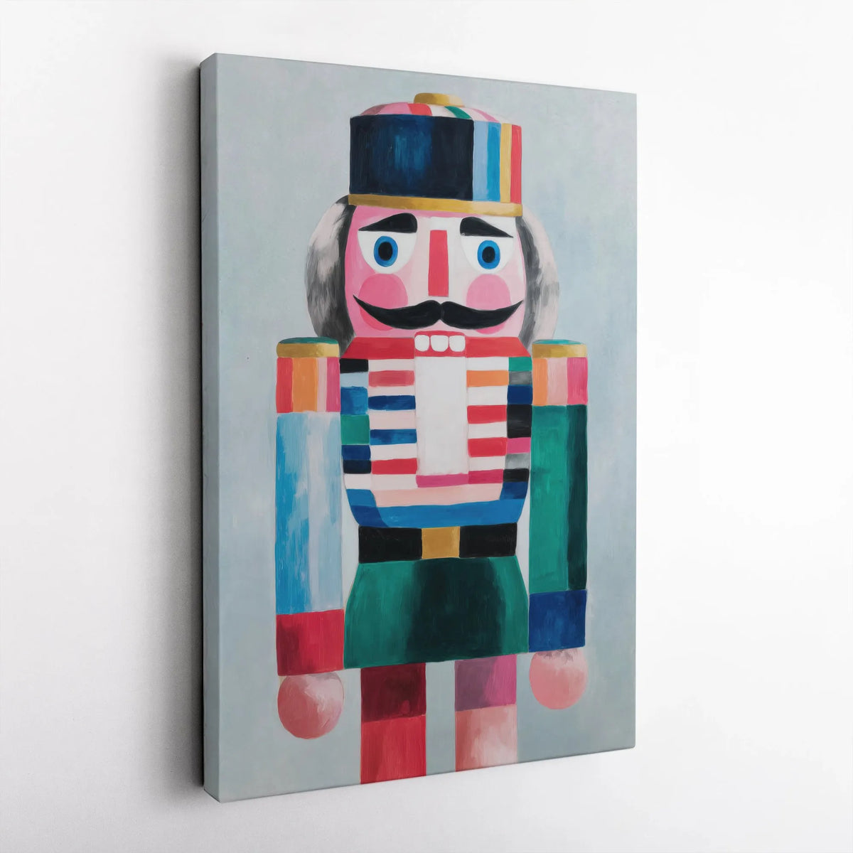 Colorful Modern Abstract Christmas Canvas Print, Nutcracker Wall Art, Holiday Festive Canvas Wall Decor, Seasonal Winter Art 