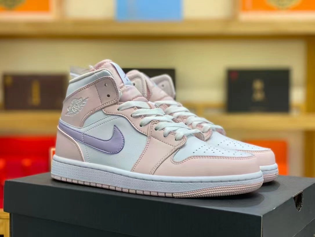 Mid Top Sneakers, Purple Pink Colorway, Lace Up Design, Casual Gift for Sneaker Fans