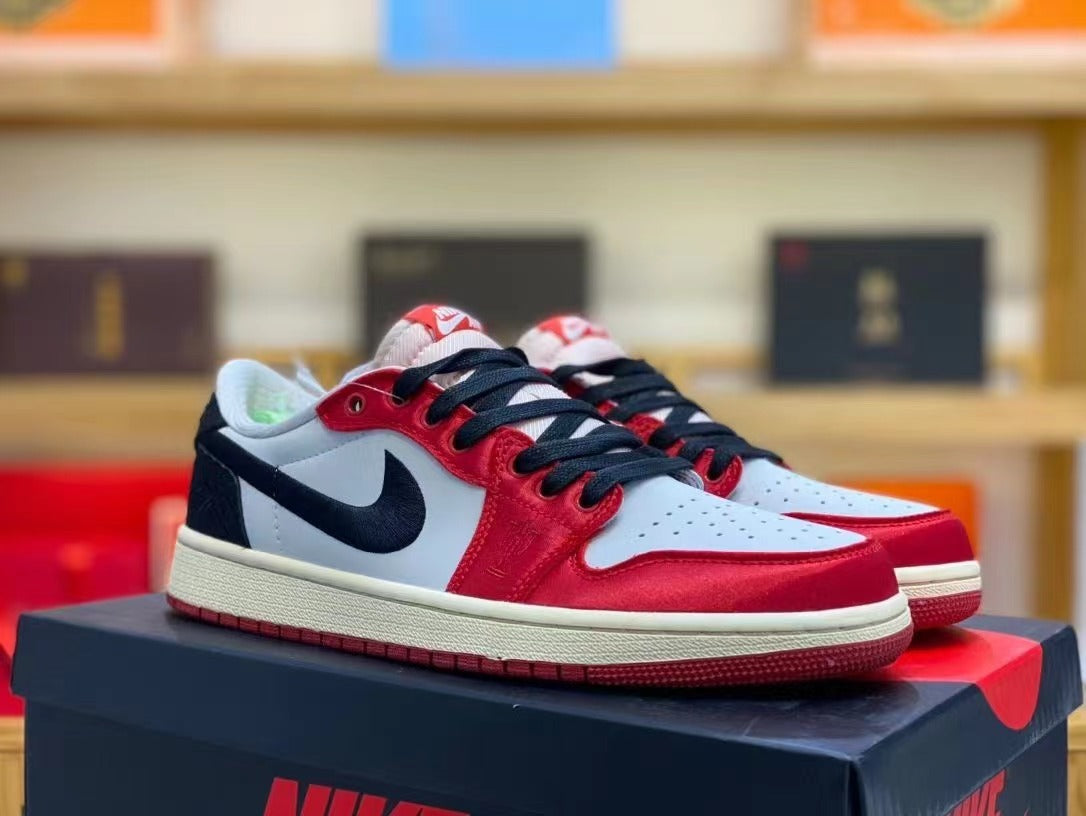 Low Top Sneakers, Red Navy White Colorway, Lace Up Design, Casual Gift for Sneaker Fans