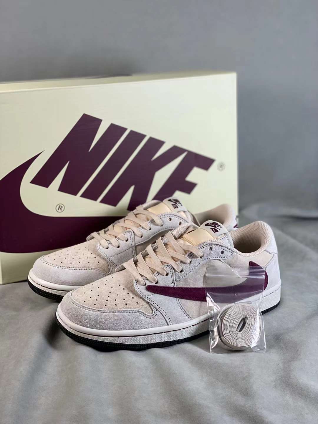 Basketball Shoes, White Burgundy Colorway, Reverse Hook Design, Lace Up Design, Casual Gift for Shoe Lovers