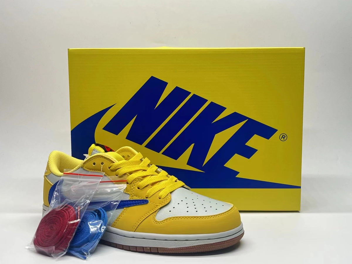 Low Top Sneakers, White Yellow Colorway, Reverse Hook Design, Lace Up Design, Casual Gift for Sneaker Fans