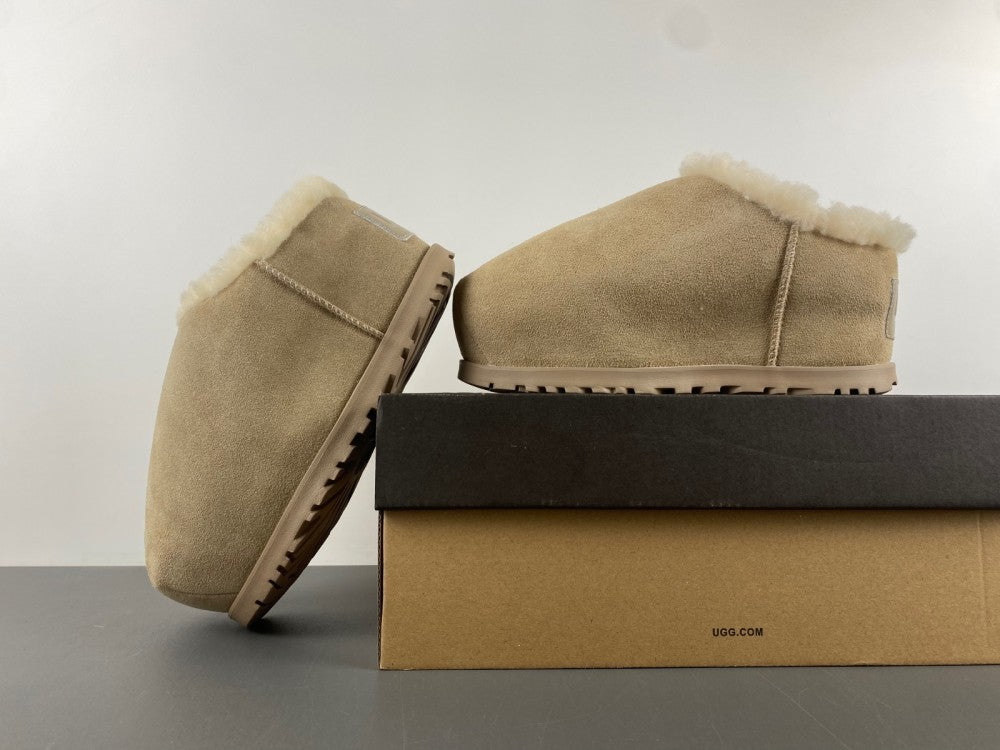 Slides, Beige Colorway, Slip On Design, Wool Detail, Casual Gift for Shoe Lovers